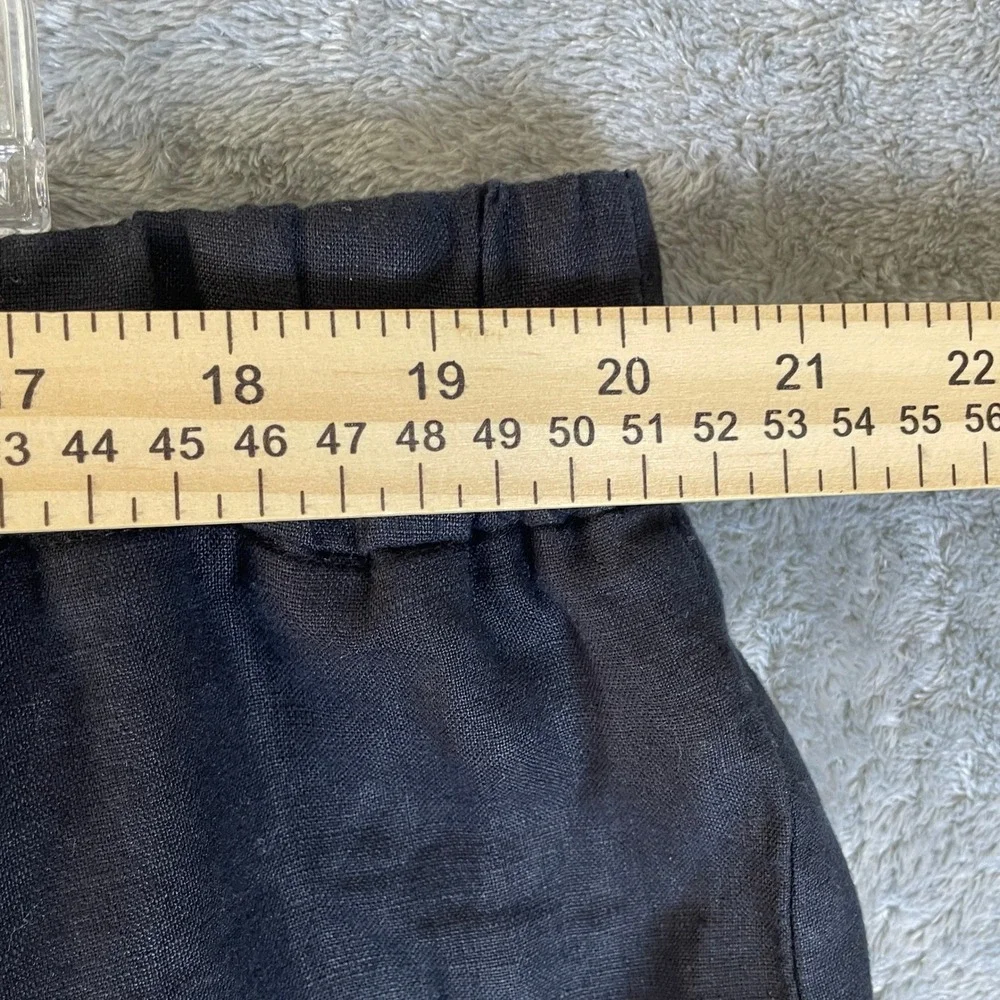 Quince European Linen Pants Womens 3X Black Very Good Cropped Elastic Waist